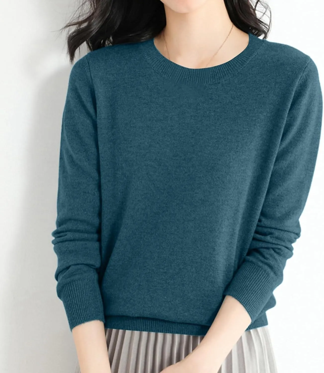 Pullover Sweaters for Women Solid Basic Long Sleeve Pullovers Top Crewneck Plus Size Sweater Chunky Sweater S-3XL