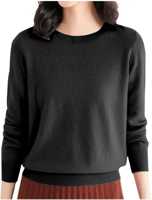 Pullover Sweaters for Women Solid Basic Long Sleeve Pullovers Top Crewneck Plus Size Sweater Chunky Sweater S-3XL