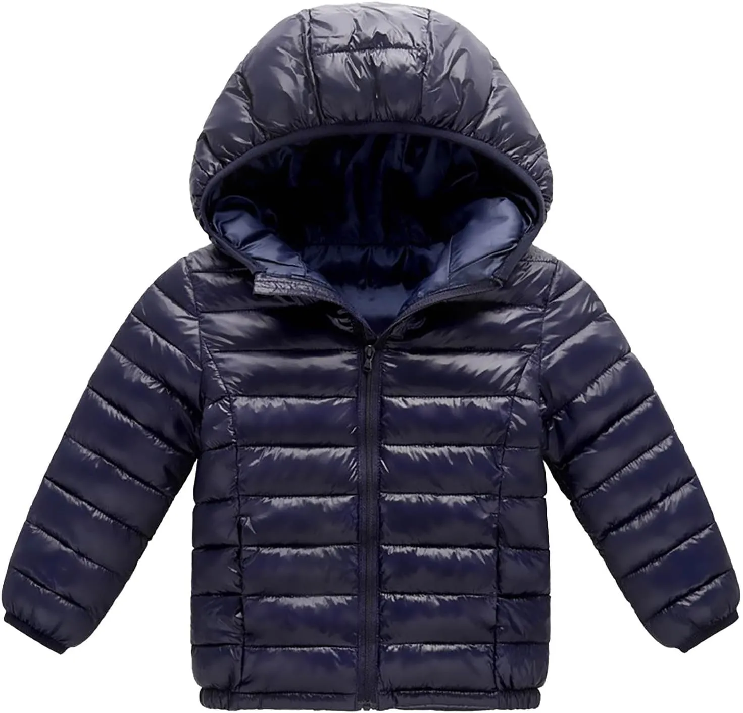 RKSTN Children's Fashion Winter Coats Solid Color Lightweight Down Jacket with Hood Zip Up Quilted Puffer Jackets