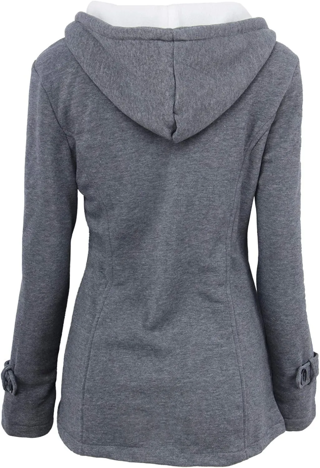 RKSTN Plus Size Winter Coats for Women Horn Buttons Hooded Jacket Warm Fleece Lined Hoodies Sweater Thicken Padded Overcoat
