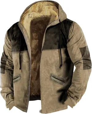 RTRDE Mens Casual Jacket Zip Up Hoodie Sweatershirts Sherpa Lined Fleece Jacket Winter Warm Coats Jackets, M-7XL
