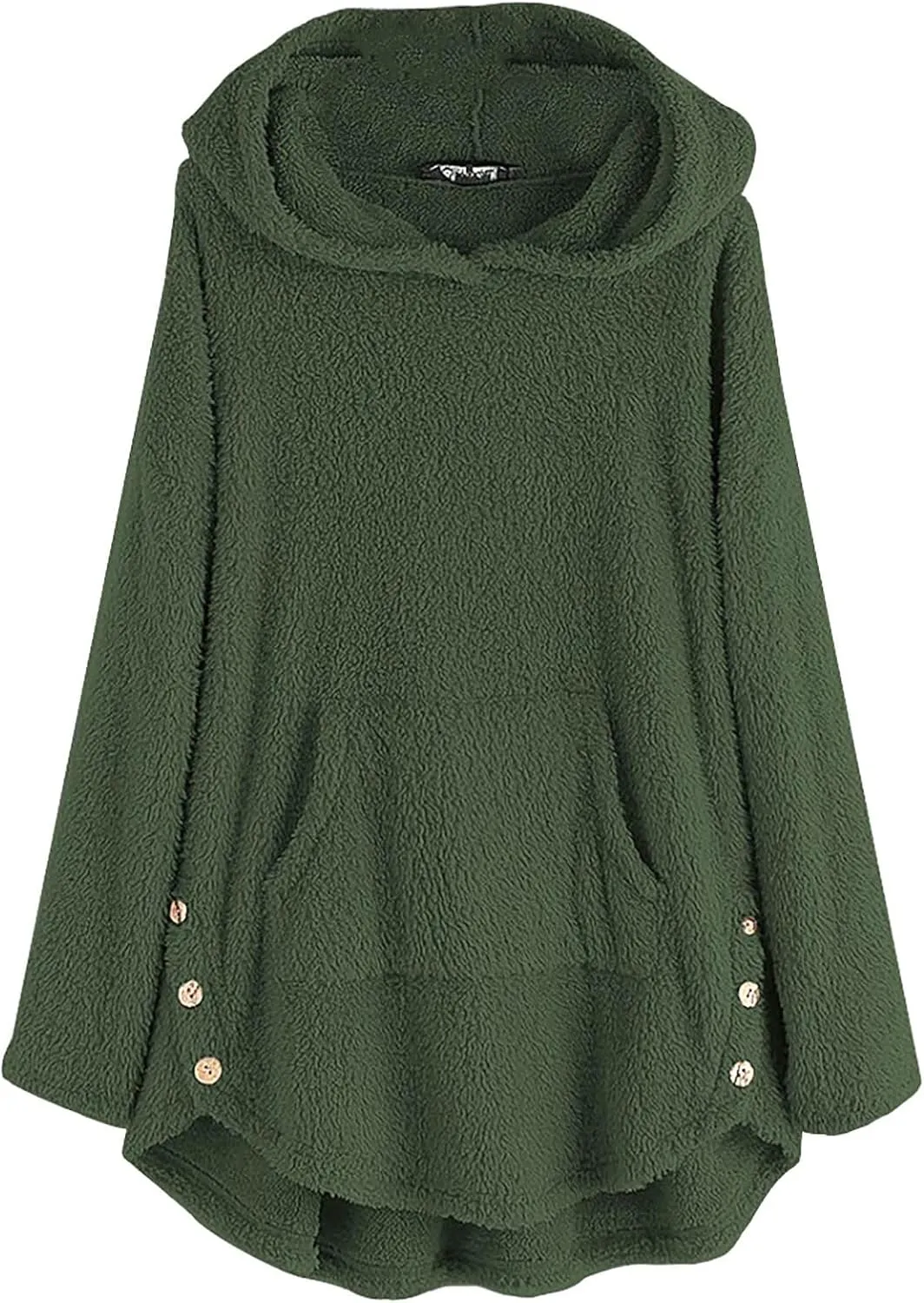 SGASY Womens Fuzzy Jacket Hooded Cardigan Open Front Buuton Coat Outwear with Pockets Womens Fall Fashion 2023