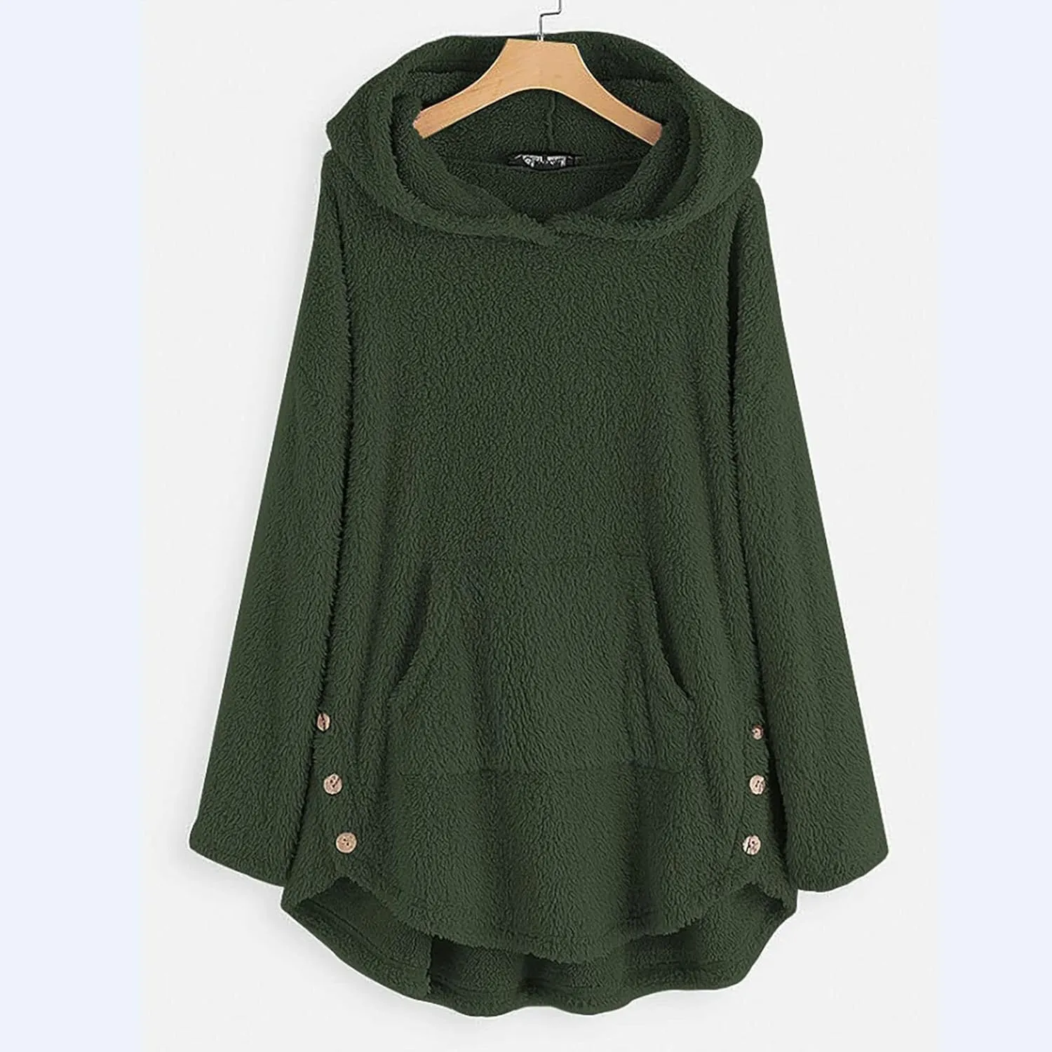 SGASY Womens Fuzzy Jacket Hooded Cardigan Open Front Buuton Coat Outwear with Pockets Womens Fall Fashion 2023