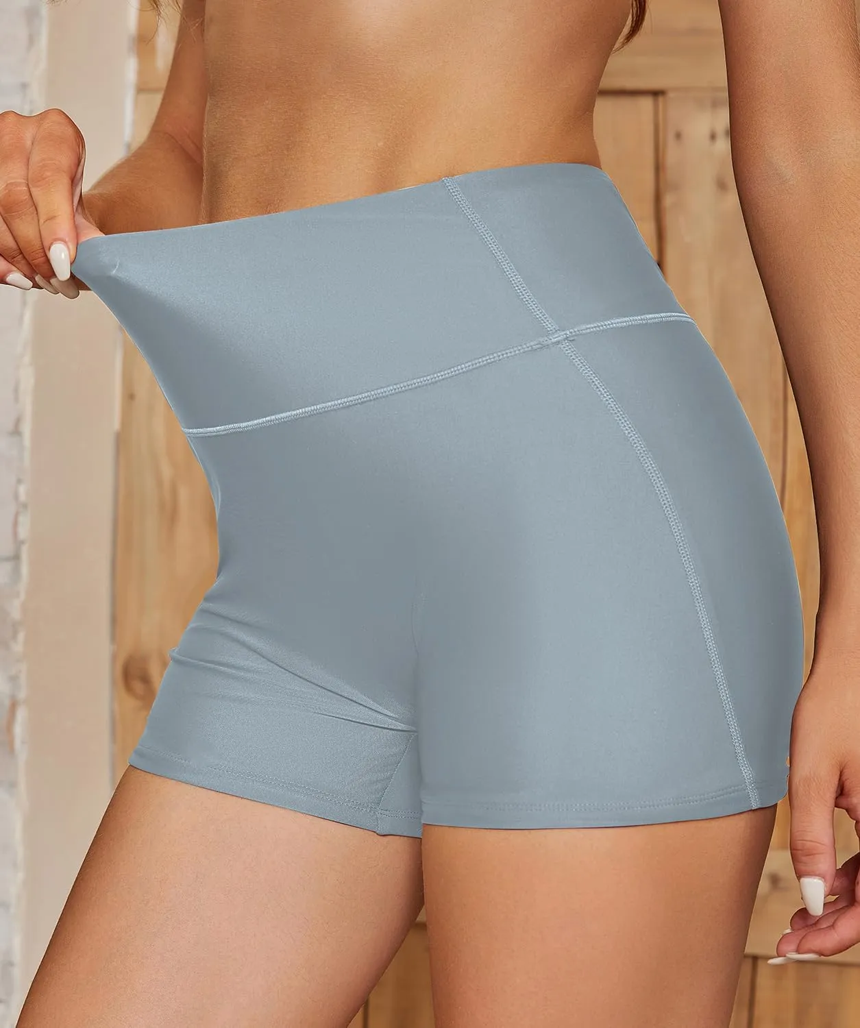 SHEKINI Women's Swim Shorts High Waisted Bathing Suit Bottoms Quick Dry Swimsuit Board Shorts