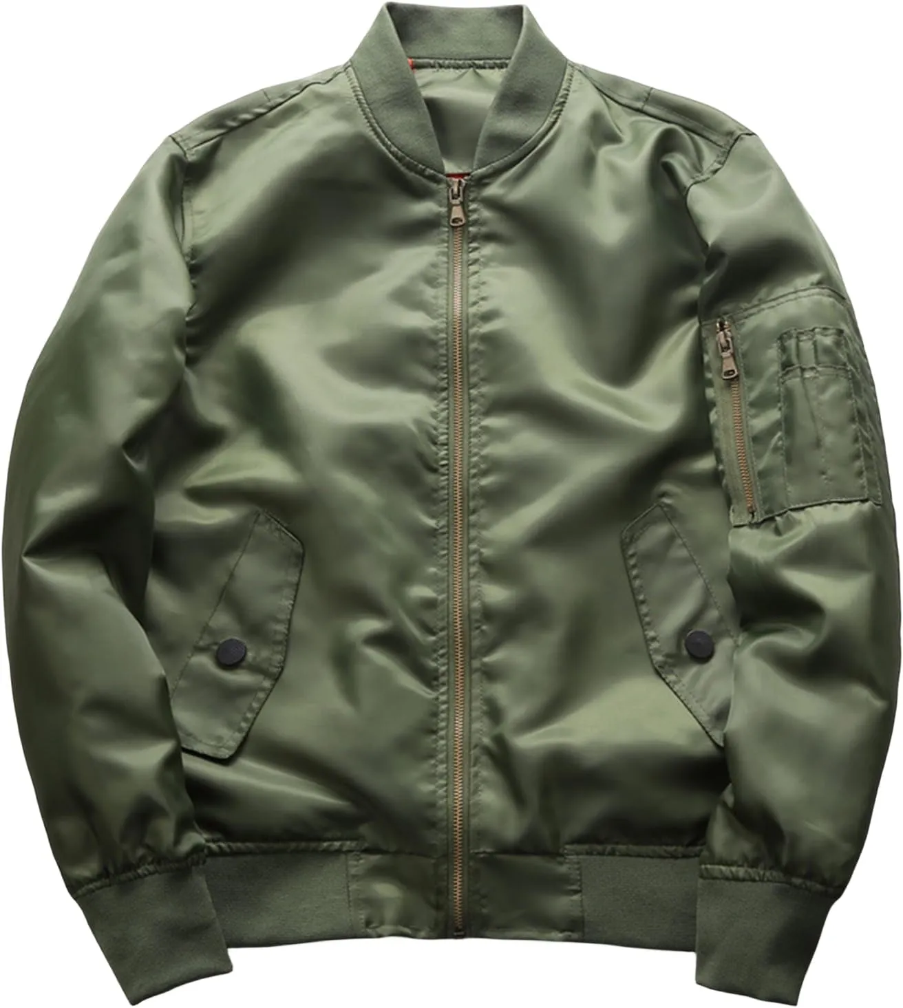 Smoneyful Satin Bomber Jackets for Men Casual Quilted Lightweight Jackets Zip Outwear Raglan Jacket with Pocket Windbreaker