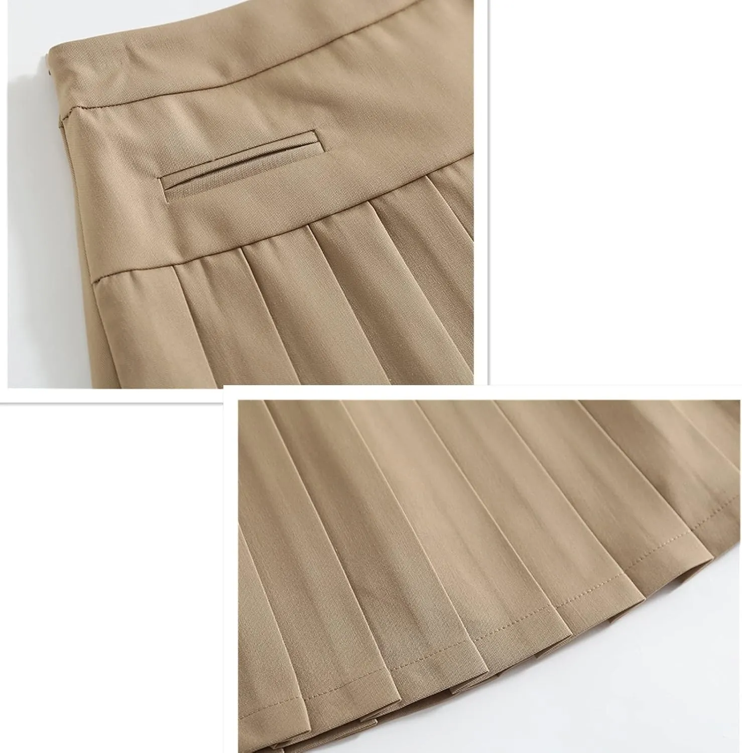 Summer High Waisted Pleated Mini Skirts Womens Sexy Black Mini Skirts Vintage Plaid Tennis Skirts Brown Zipper A-line Skirts