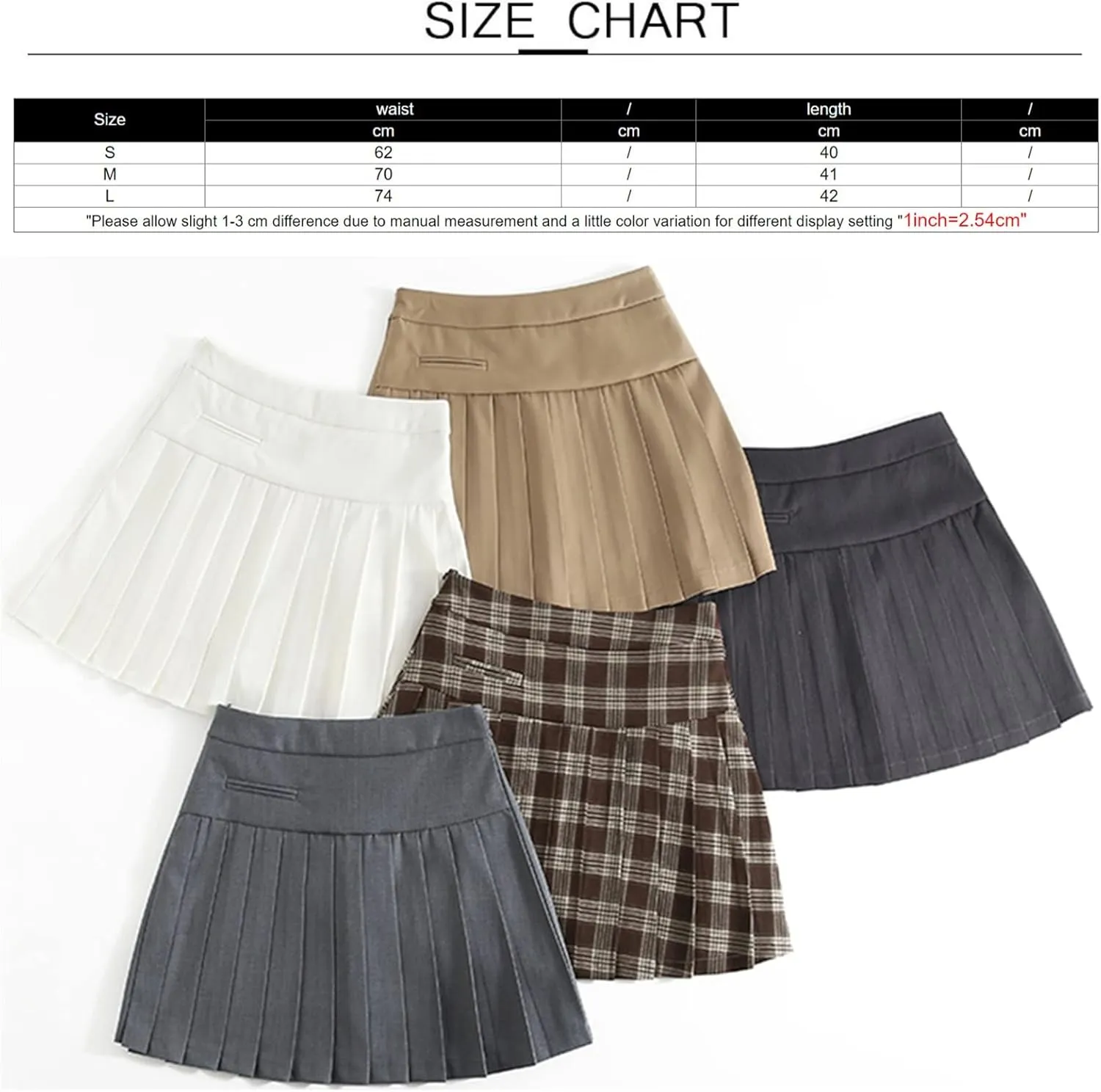 Summer High Waisted Pleated Mini Skirts Womens Sexy Black Mini Skirts Vintage Plaid Tennis Skirts Brown Zipper A-line Skirts