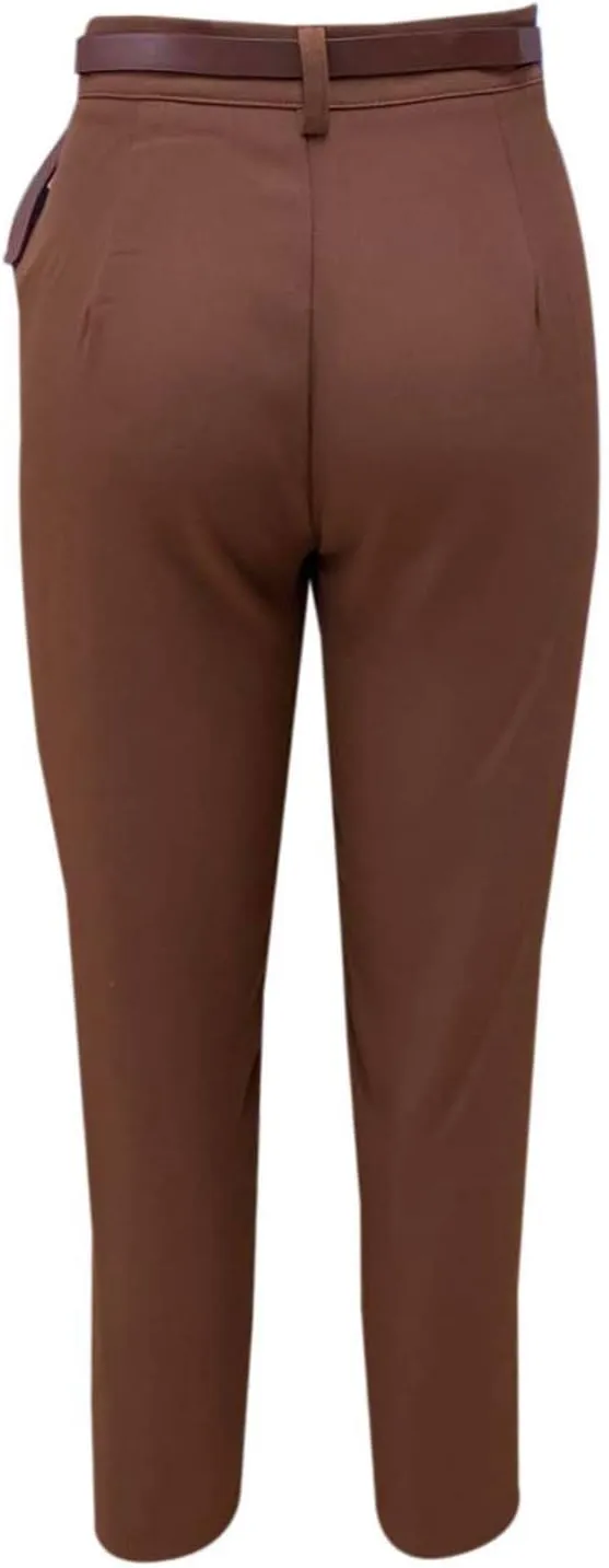 Summer Women High Waist Wide Leg Dress Pants Pleated Front Wide Waistband Elastic Work Casual Long Trousers