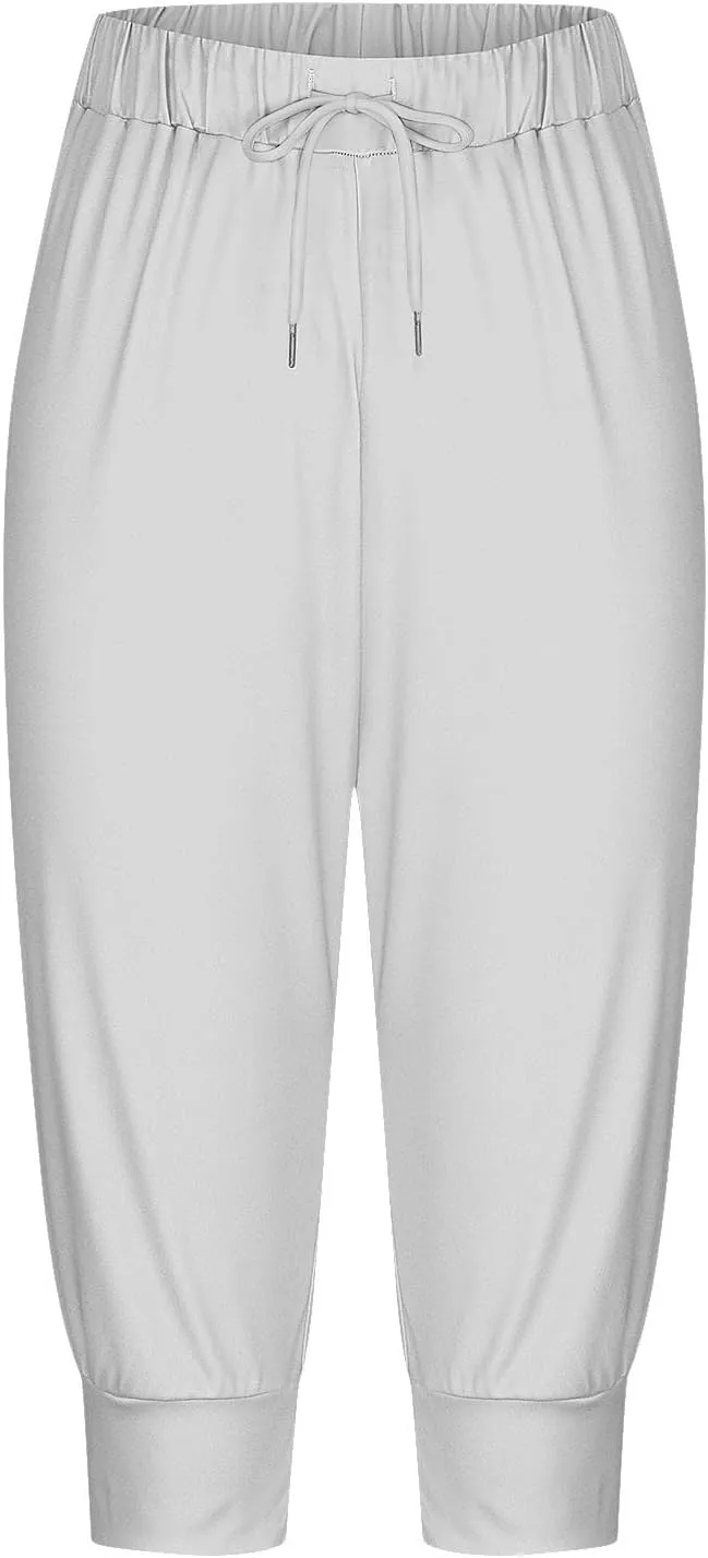 Sweatpants Capris for Women Baggy Drawstring Joggers Lightweight Cinch Bottoms Workout Athletic Sports Lounge Pants