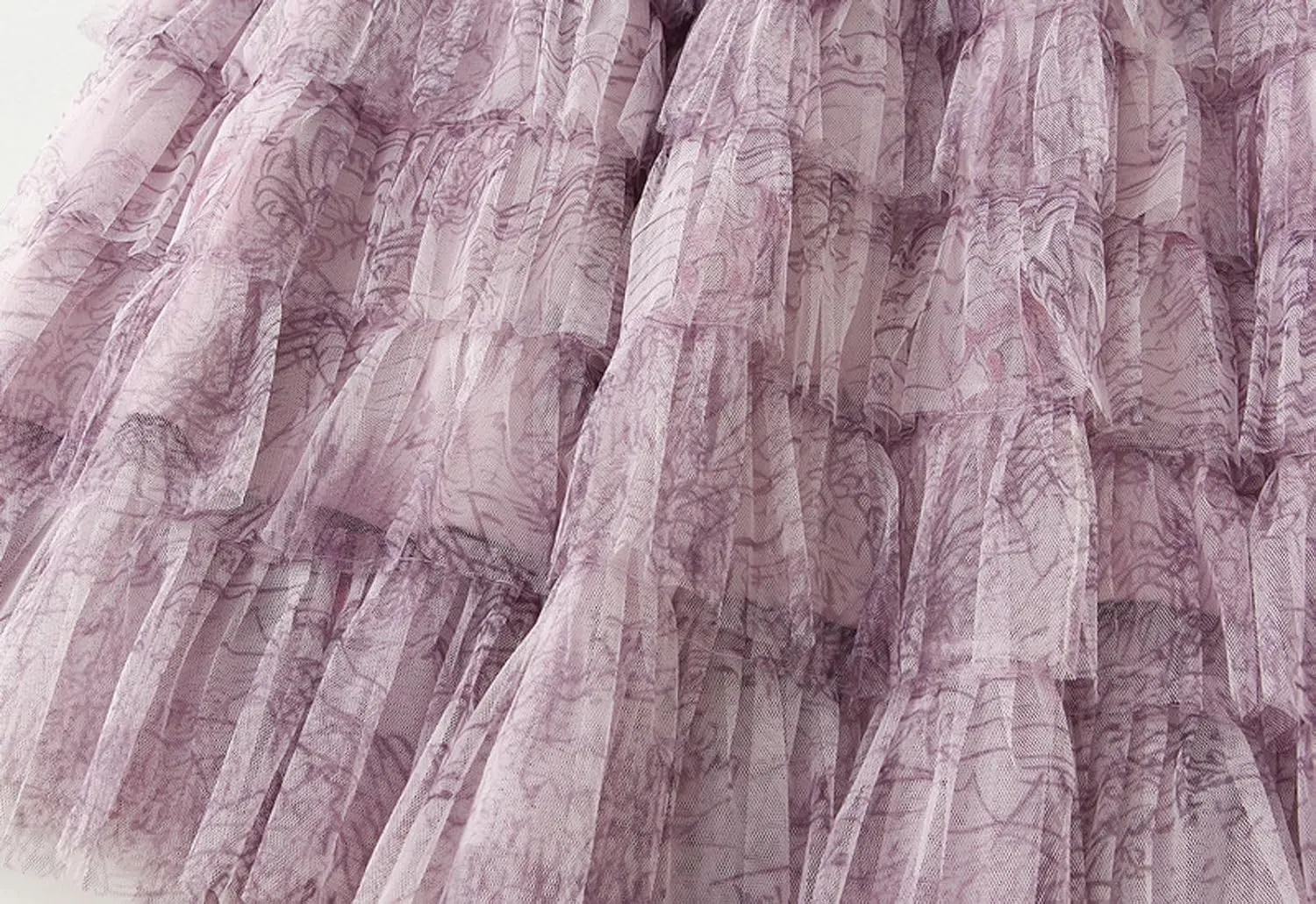 Tiered Tulle Skirt for Women Tie Dye Long Tulle Skirts Ruffle Mesh Multi-Layered Cake Skirt A-Line Fairy Skirts