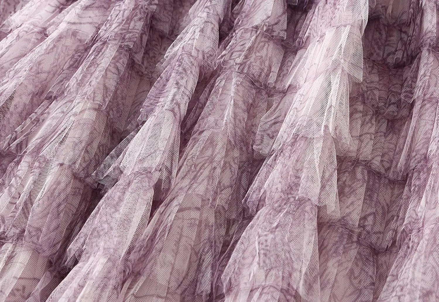 Tiered Tulle Skirt for Women Tie Dye Long Tulle Skirts Ruffle Mesh Multi-Layered Cake Skirt A-Line Fairy Skirts