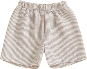 Toddler Baby Boy Girl Shorts Summer Casual Elastic Waist Striped Shorts Pants Boxer Bottoms