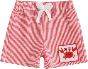 Toddler Baby Boy Girl Shorts Summer Casual Elastic Waist Striped Shorts Pants Boxer Bottoms