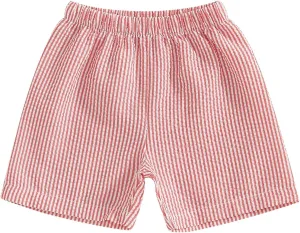 Toddler Baby Boy Girl Shorts Summer Casual Elastic Waist Striped Shorts Pants Boxer Bottoms