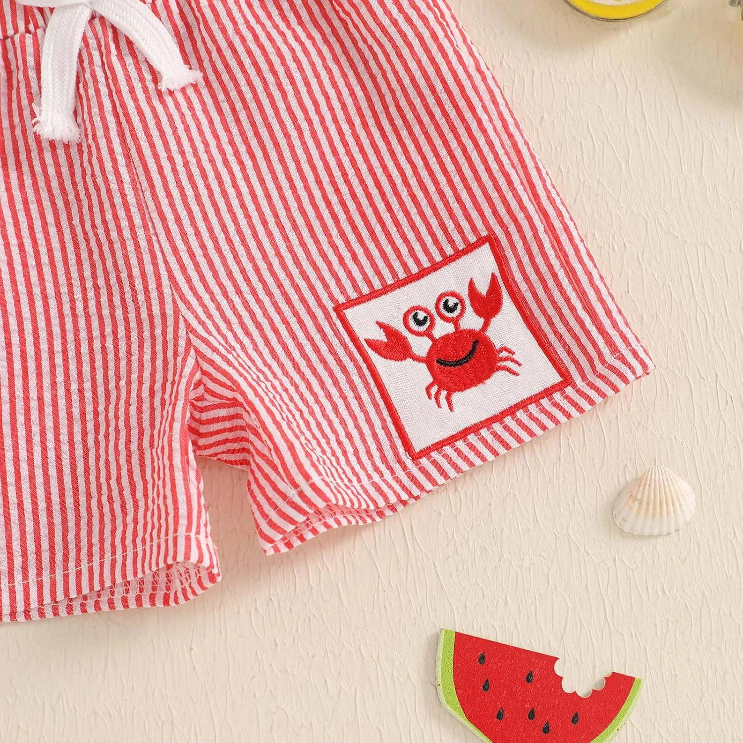 Toddler Baby Boy Girl Shorts Summer Casual Elastic Waist Striped Shorts Pants Boxer Bottoms