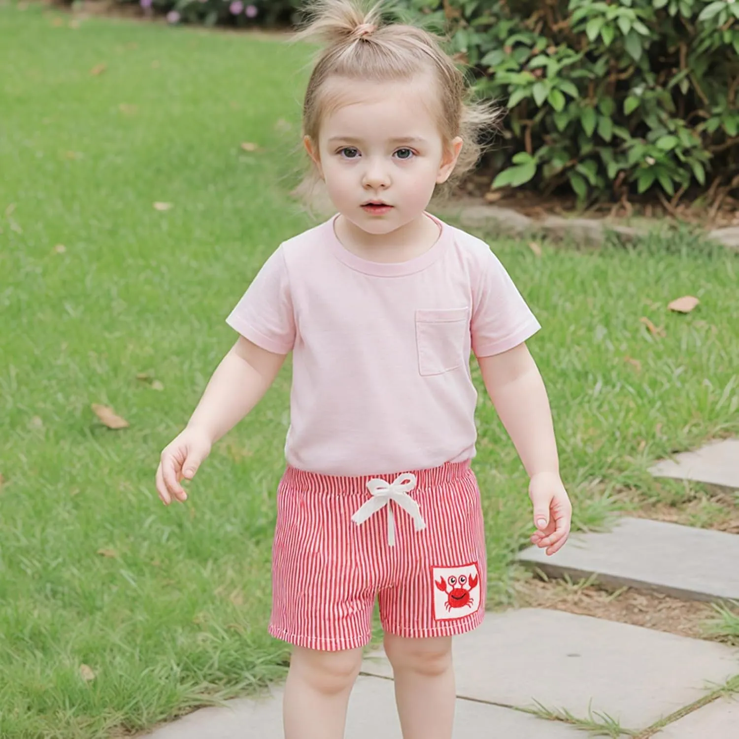 Toddler Baby Boy Girl Shorts Summer Casual Elastic Waist Striped Shorts Pants Boxer Bottoms