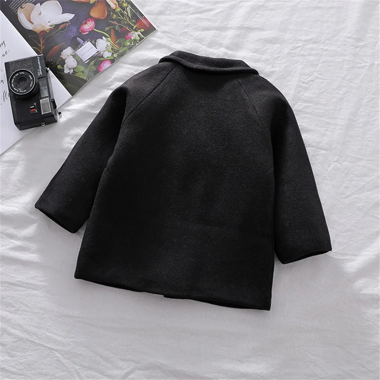 Toddler Elegant Boys Trench Coat Girls Coat Plaid Double Jacket Breasted Notched Wool Coat Kids Warm Outwear