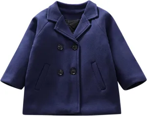 Toddler Elegant Boys Trench Coat Girls Coat Plaid Double Jacket Breasted Notched Wool Coat Kids Warm Outwear