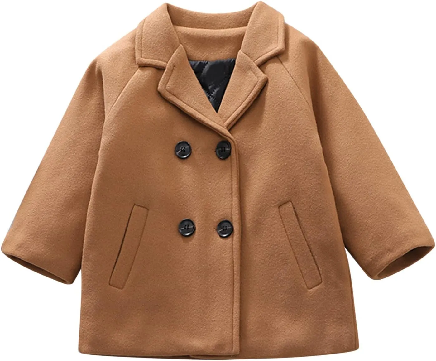 Toddler Elegant Boys Trench Coat Girls Coat Plaid Double Jacket Breasted Notched Wool Coat Kids Warm Outwear