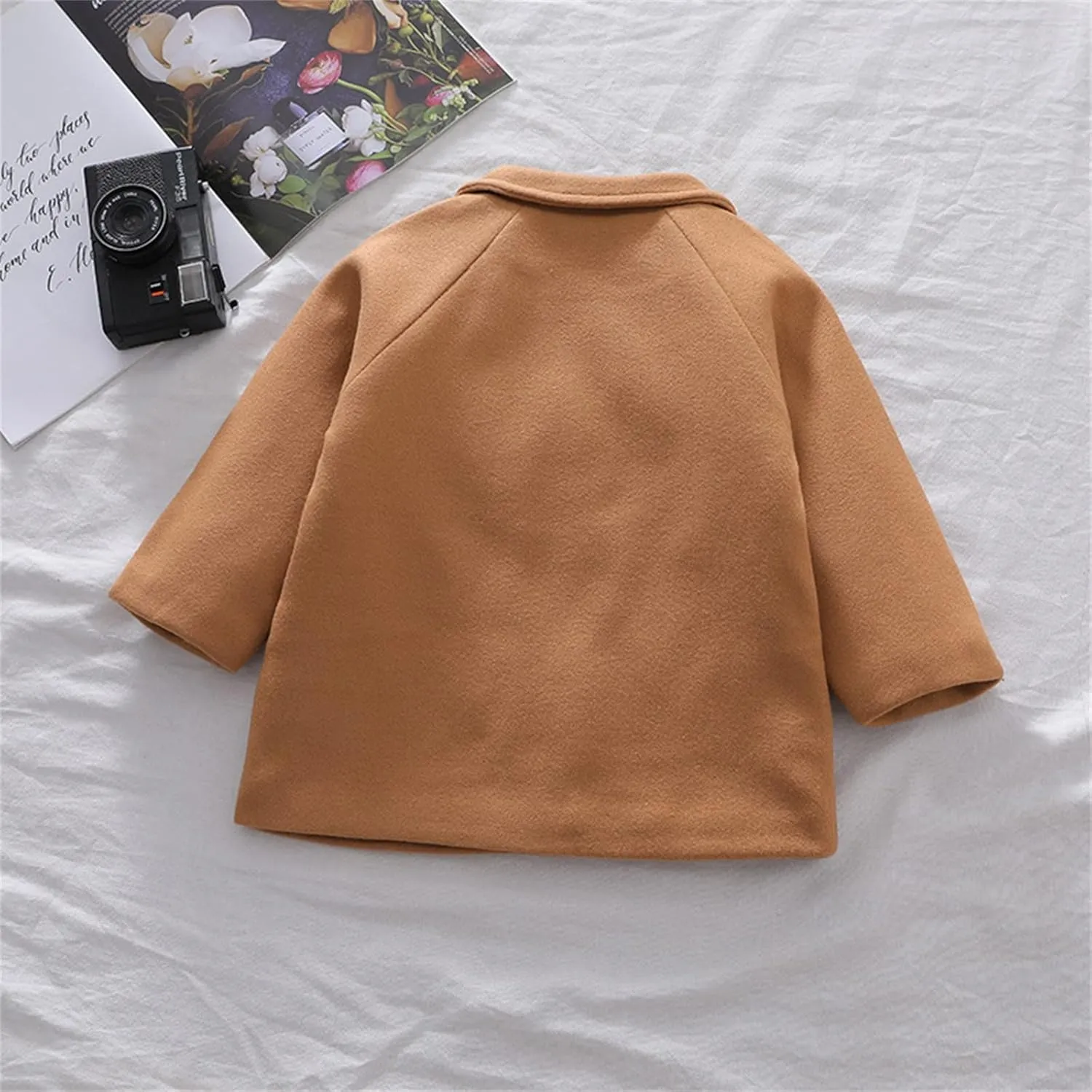 Toddler Elegant Boys Trench Coat Girls Coat Plaid Double Jacket Breasted Notched Wool Coat Kids Warm Outwear