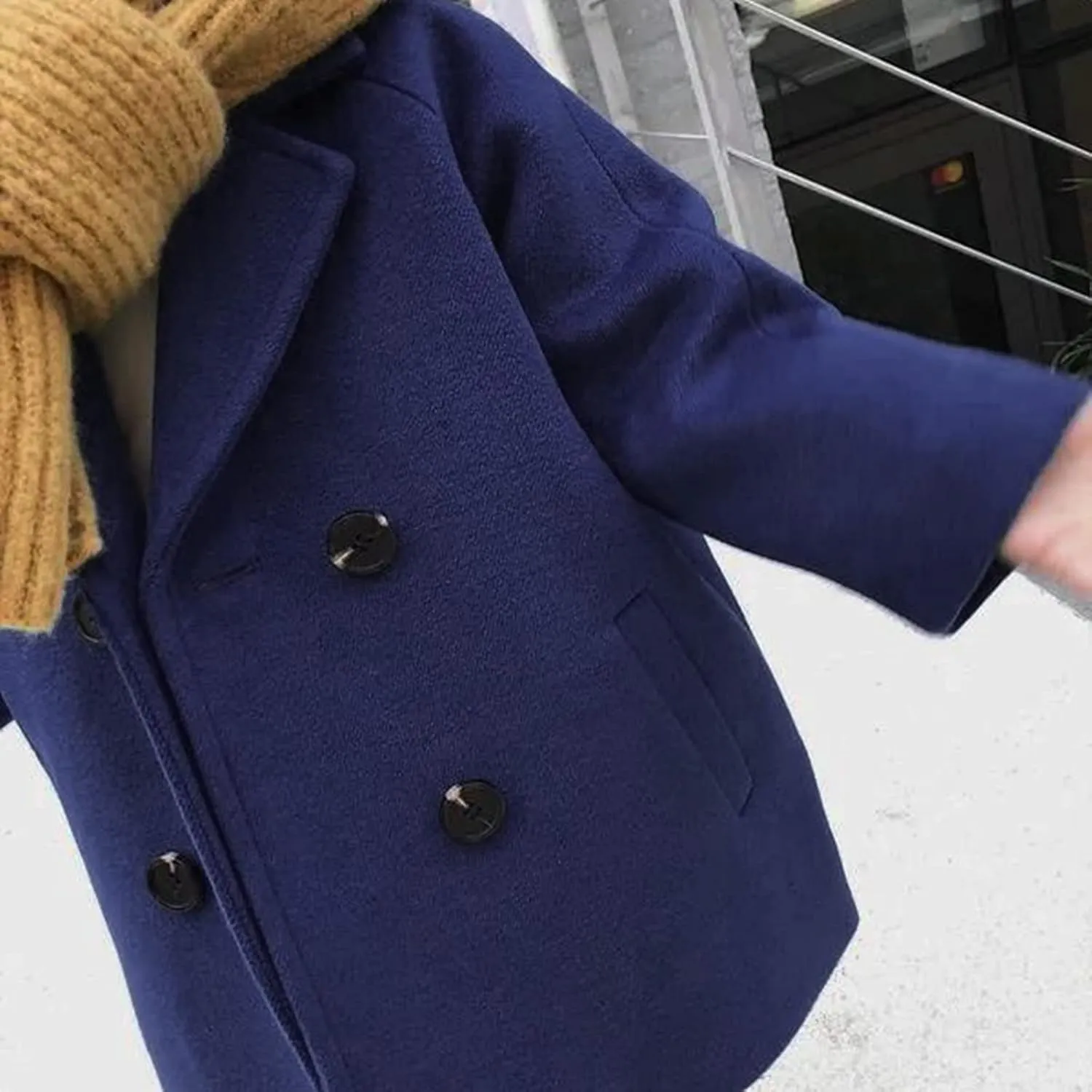 Toddler Elegant Boys Trench Coat Girls Coat Plaid Double Jacket Breasted Notched Wool Coat Kids Warm Outwear