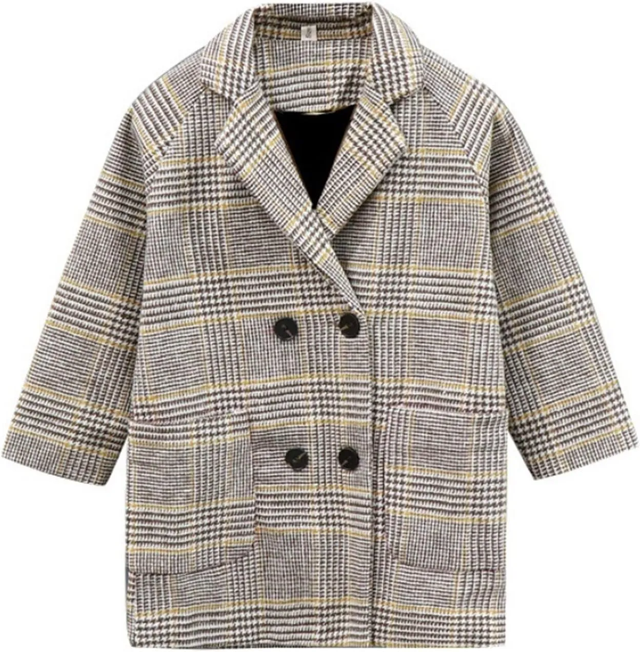 Toddler Girls Trench Coat Plaid Double Breast Lapel Outerwear Princess Spring Fall Outwear Dress Coats 3-9 Years