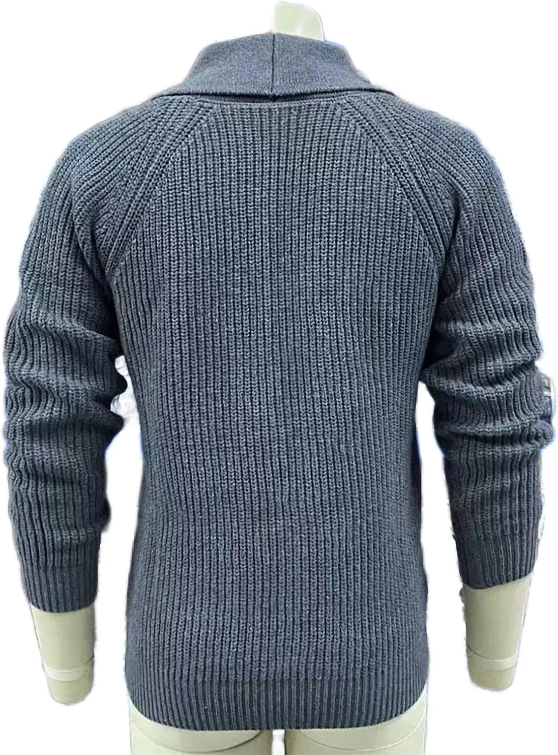 TOSHIKII Men's Shawl Collar Cardigan Sweater Men Shawl Cardigan Sweater Cable Knitwear Button Down Ribbed Knitwear