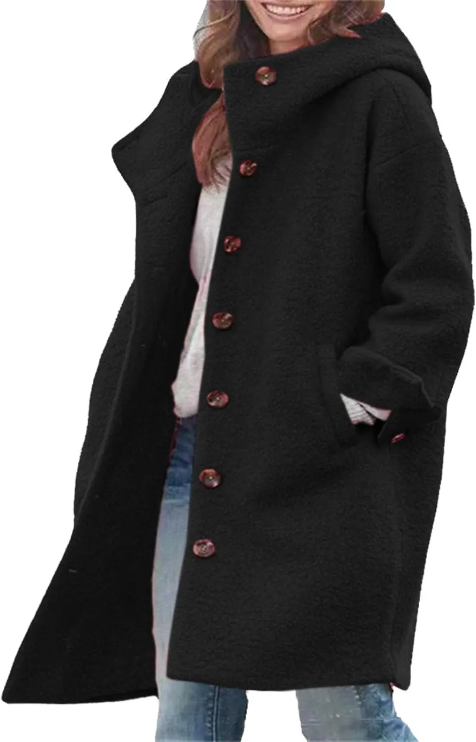Trench Coats for Women Long Jacket Loose Fitting Warm Winter Outwear Fashion Lapel Jacket Coats Long Coats for Women