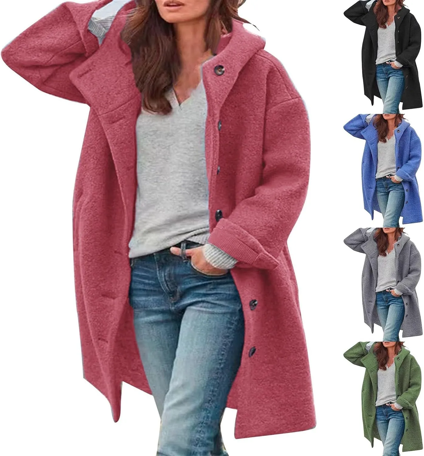 Trench Coats for Women Long Jacket Loose Fitting Warm Winter Outwear Fashion Lapel Jacket Coats Long Coats for Women