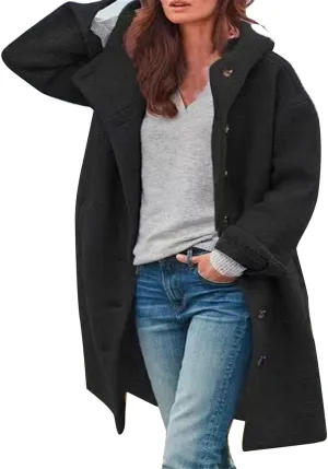 Trench Coats for Women Long Jacket Loose Fitting Warm Winter Outwear Fashion Lapel Jacket Coats Long Coats for Women