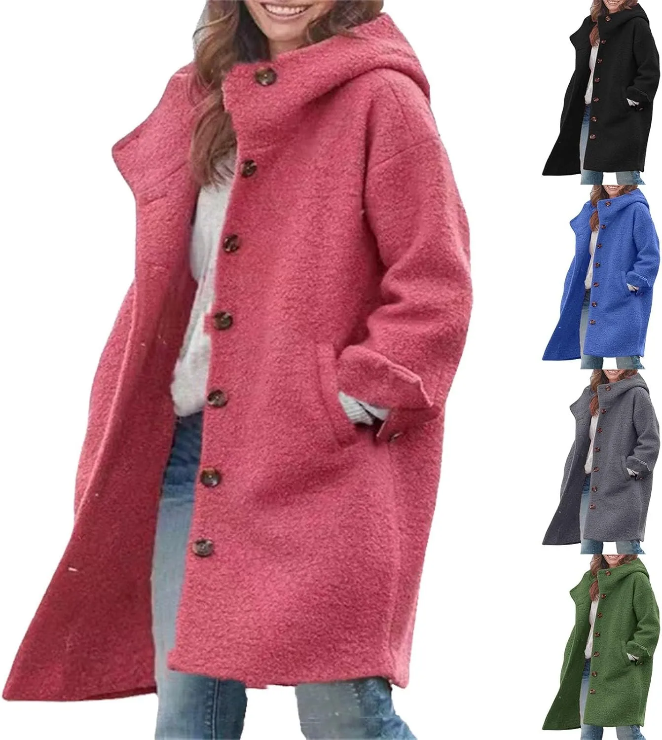 Trench Coats for Women Long Jacket Loose Fitting Warm Winter Outwear Fashion Lapel Jacket Coats Long Coats for Women