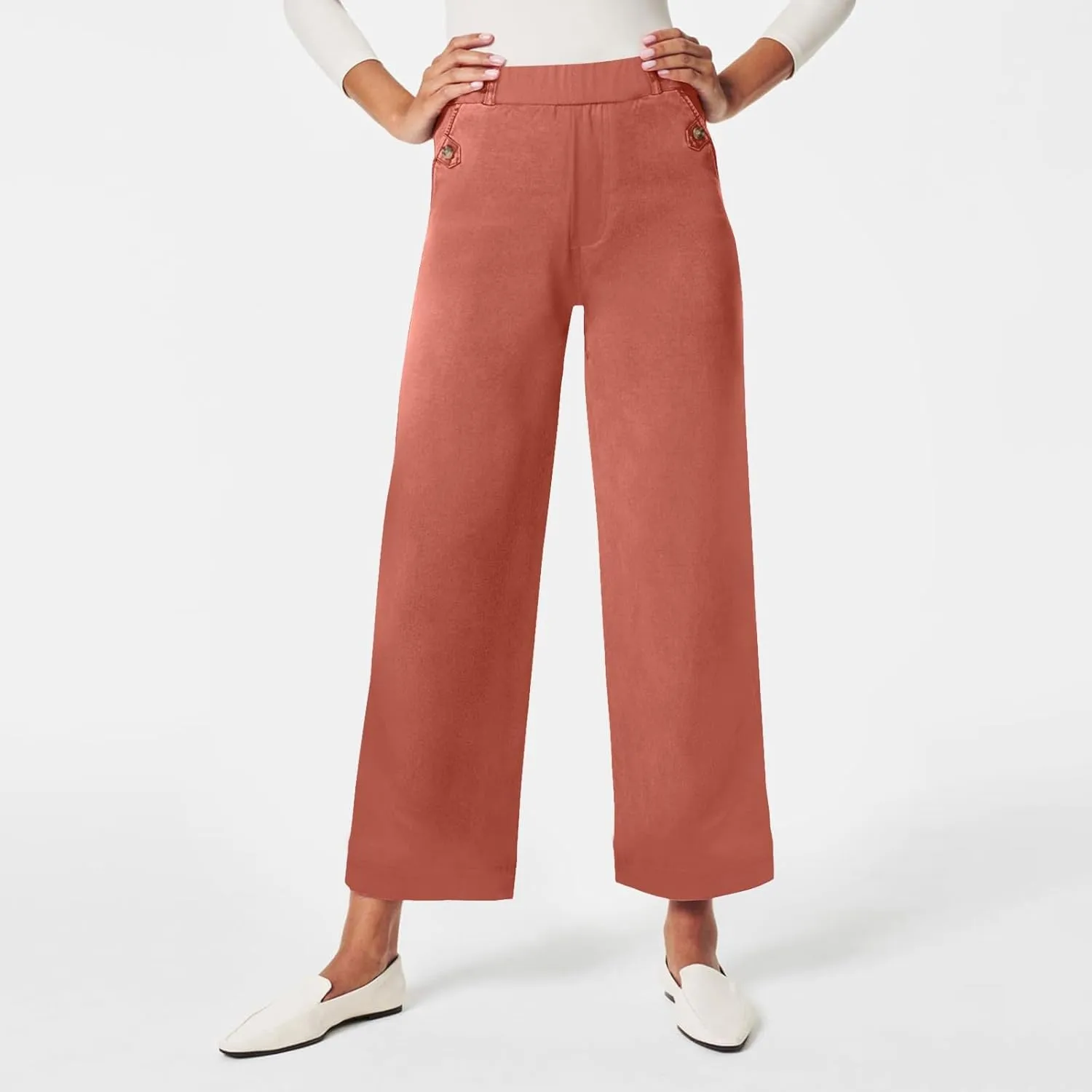 Trousers for Women Elastic Waist Plus Size Straight Wide Leg Pants High Waist Loose Fit Casual Elegant Palazzo Trousers