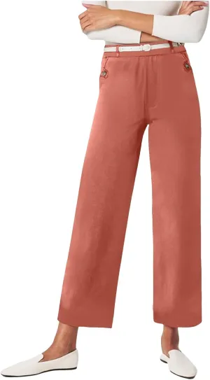 Trousers for Women Elastic Waist Plus Size Straight Wide Leg Pants High Waist Loose Fit Casual Elegant Palazzo Trousers