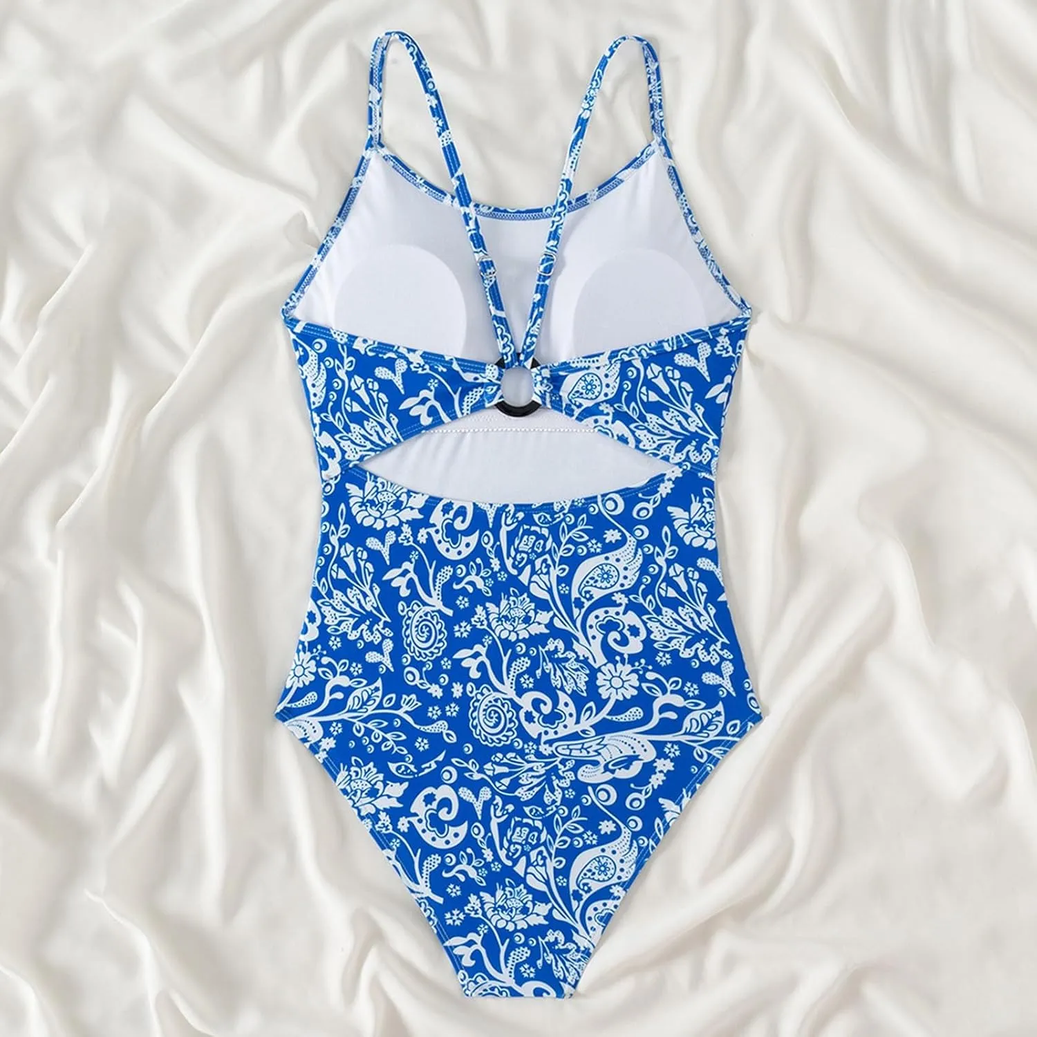 TUQIDEWU One Piece Swimsuit Women Tummy Control Bathing Suit for Women Tummy Control Sexy Floral Print Backless Swimsuit