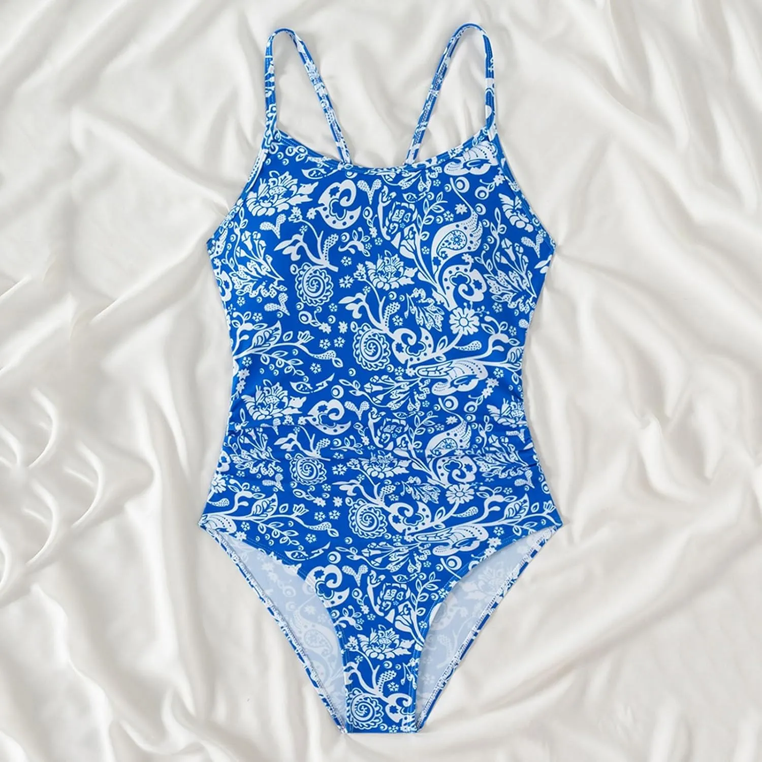 TUQIDEWU One Piece Swimsuit Women Tummy Control Bathing Suit for Women Tummy Control Sexy Floral Print Backless Swimsuit