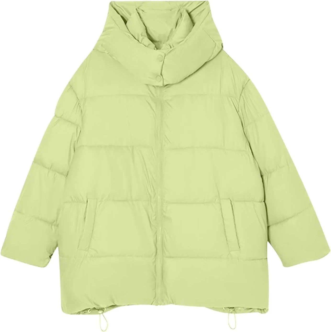 Warm Winter Coats for Women 2025 Trendy Solid Color Hooded Puffer Jacket Down Coat Zipper Puffy Bread Jackets