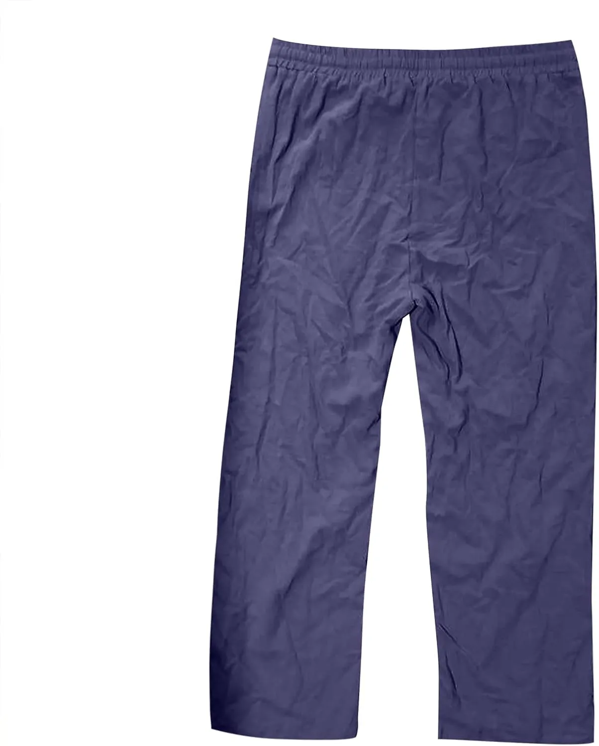 WENKOMG1 Mens Cotton Linen Pants,Wide Leg Drawstring Closure Pull On Trousers Loose Fit Baggy Lounge Wide Leg Bottoms