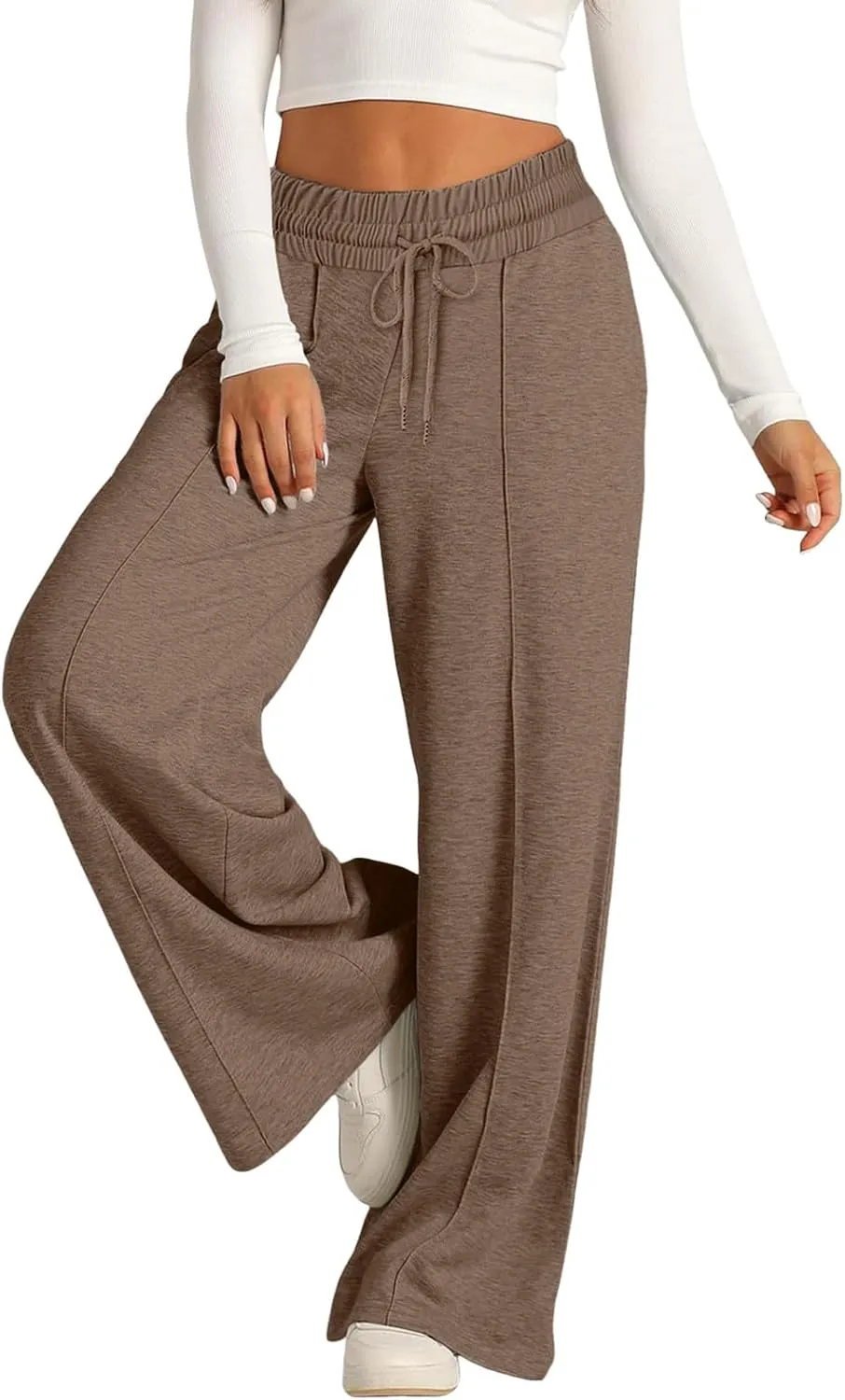 Wide Leg Baggy Sweatpants Women Drawstring High Waisted Jogger Sweat Pant with Pocket Lightweight Athletic Loose Pant