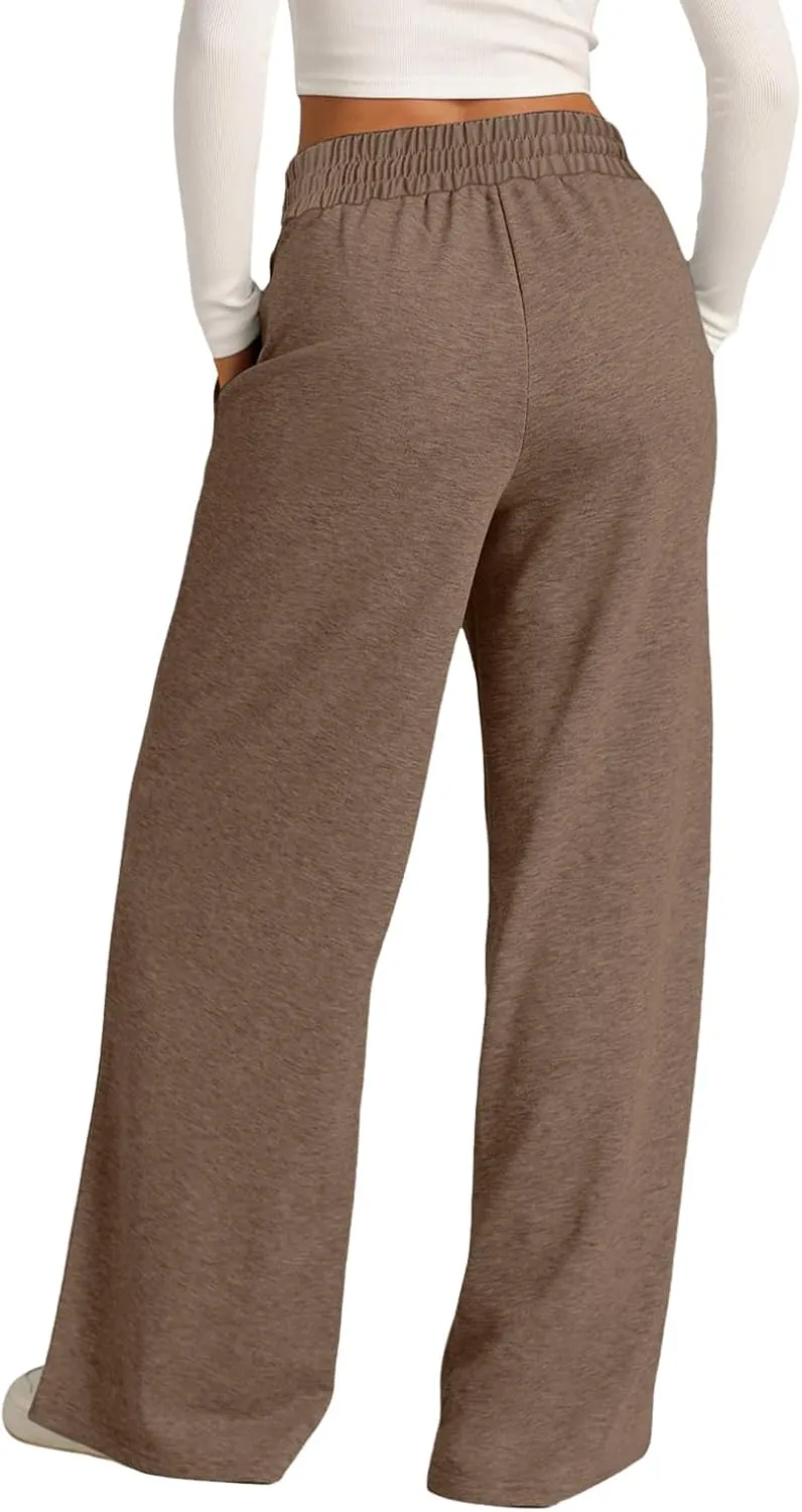 Wide Leg Baggy Sweatpants Women Drawstring High Waisted Jogger Sweat Pant with Pocket Lightweight Athletic Loose Pant