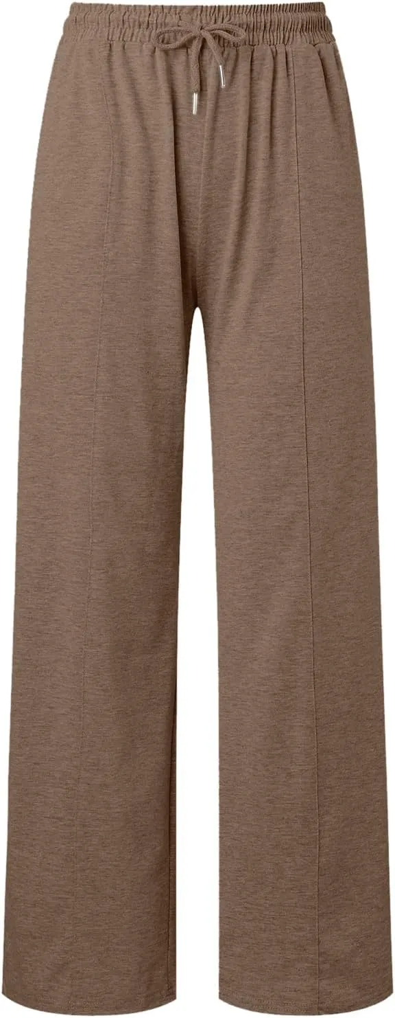 Wide Leg Baggy Sweatpants Women Drawstring High Waisted Jogger Sweat Pant with Pocket Lightweight Athletic Loose Pant