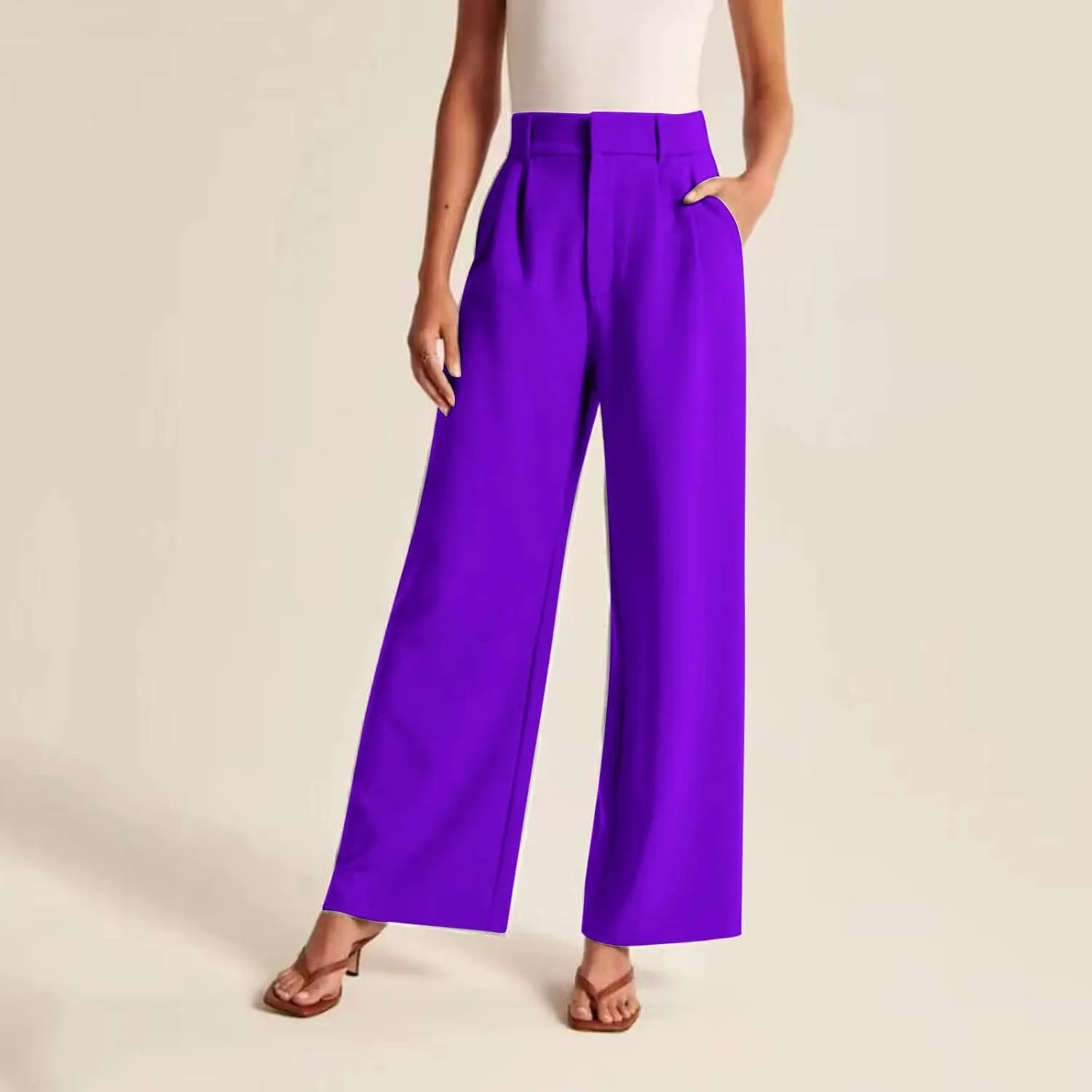 Wide Leg Trousers for Women Formal High Waist Straight Work Pants Plus Size Palazzo Dressy Casual Flowy Business Pants