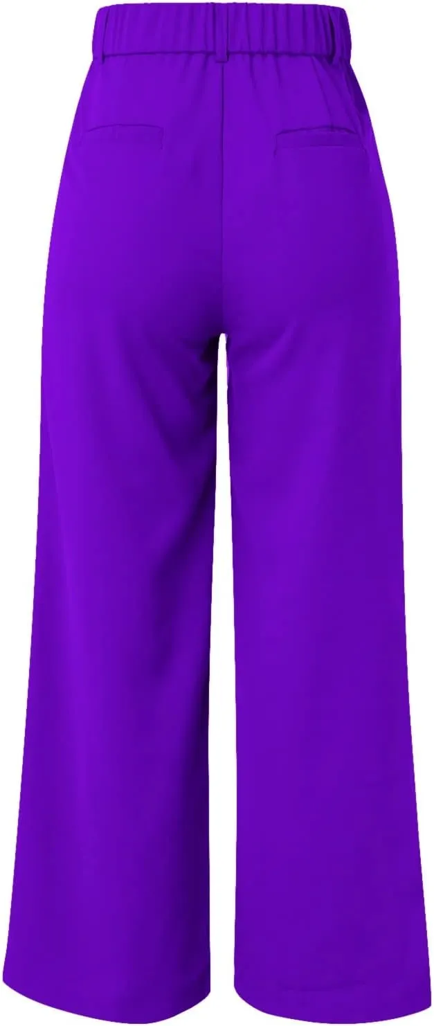 Wide Leg Trousers for Women Formal High Waist Straight Work Pants Plus Size Palazzo Dressy Casual Flowy Business Pants