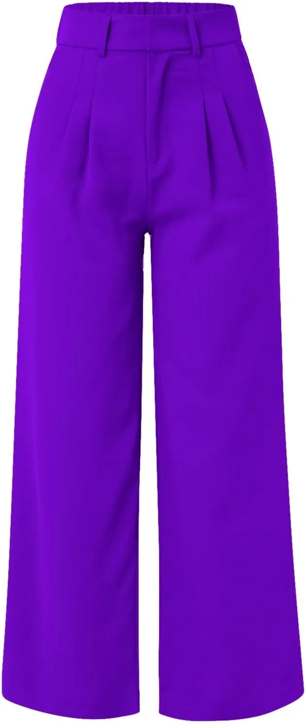 Wide Leg Trousers for Women Formal High Waist Straight Work Pants Plus Size Palazzo Dressy Casual Flowy Business Pants