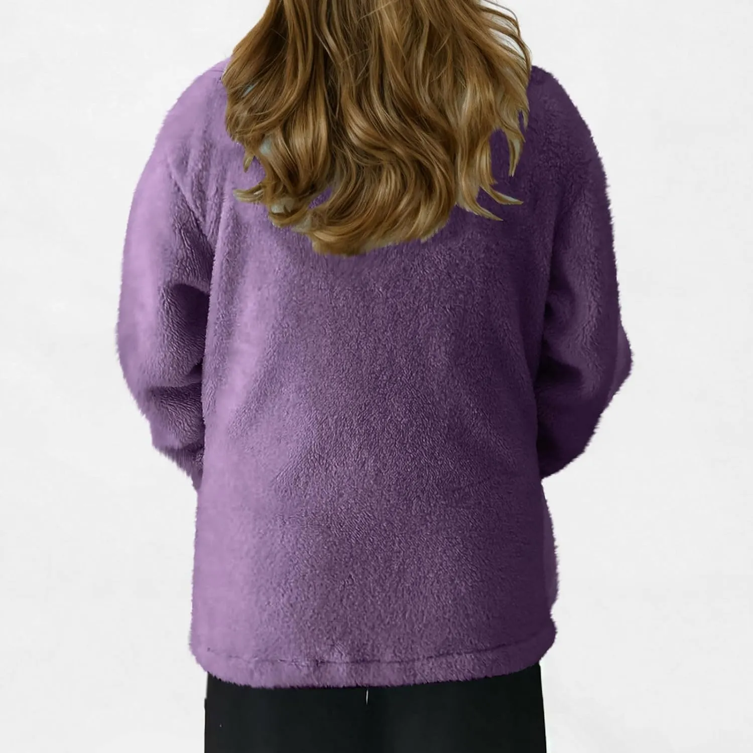 Winter Warm Fleece Jackets for Women Casual Lapel Long Sleeve Button Down Sherpa Coat Oversized Open Front Cardigans