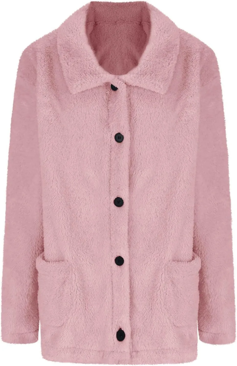 Winter Warm Fleece Jackets for Women Casual Lapel Long Sleeve Button Down Sherpa Coat Oversized Open Front Cardigans