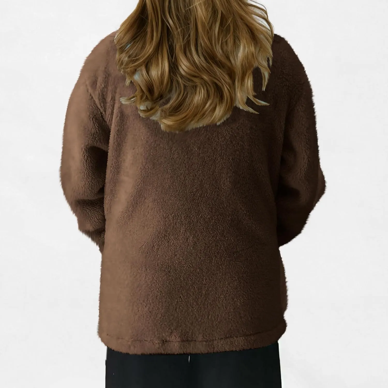 Winter Warm Fleece Jackets for Women Casual Lapel Long Sleeve Button Down Sherpa Coat Oversized Open Front Cardigans