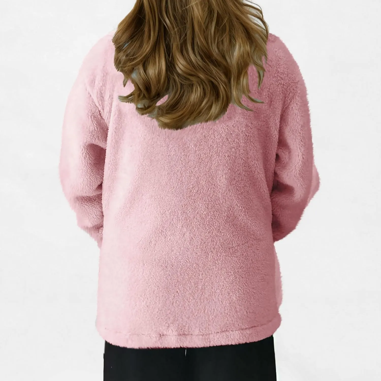 Winter Warm Fleece Jackets for Women Casual Lapel Long Sleeve Button Down Sherpa Coat Oversized Open Front Cardigans