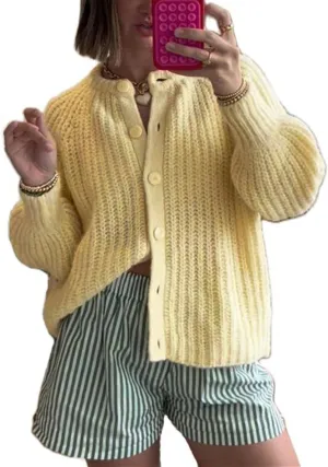 Women Button Down Cardigan Sweater Long Sleeve Chunky Cardigan Top Casual Knit Jacket Fall Winter Streetwear