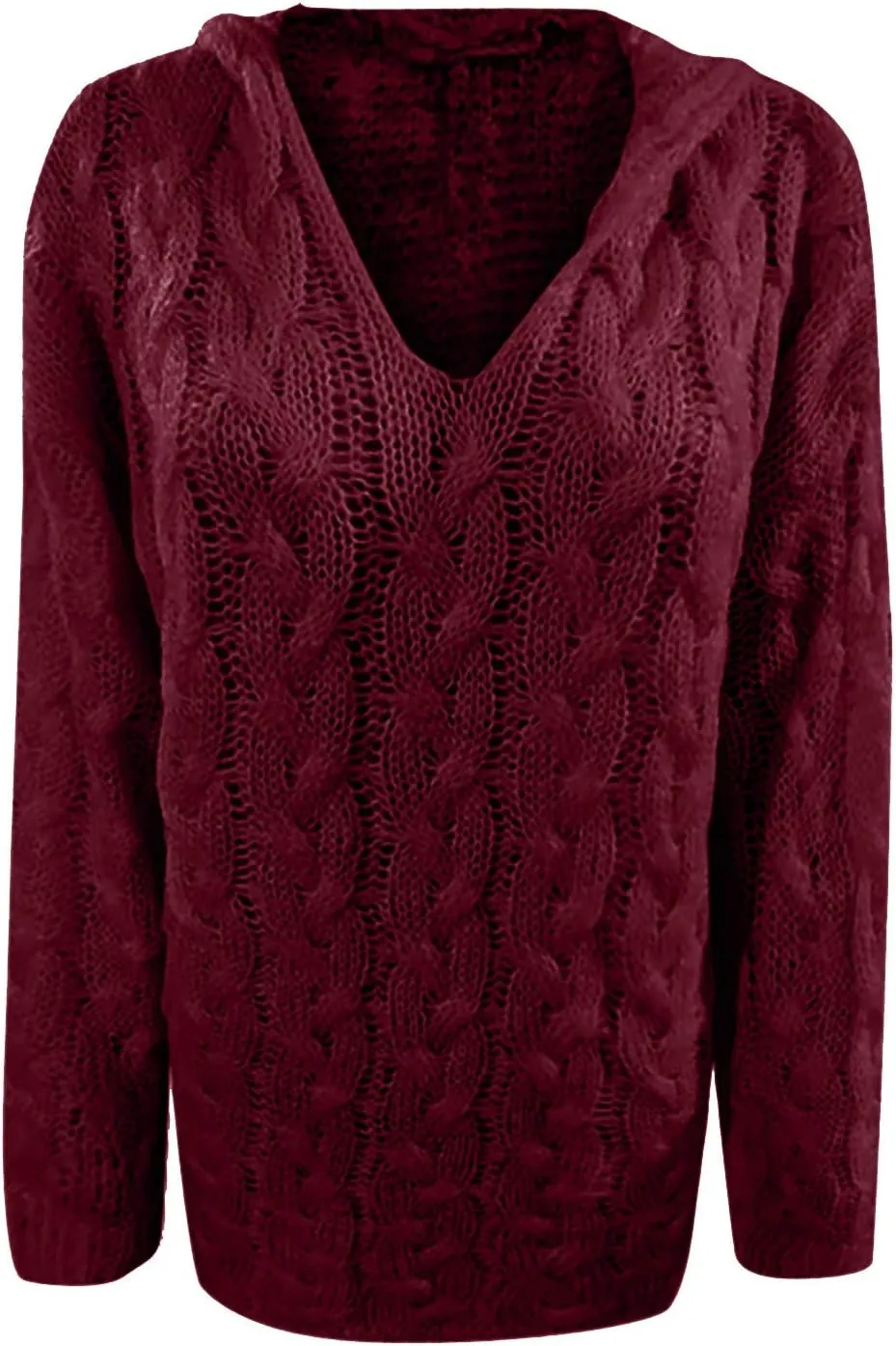 Women Hooded Sweater Cable Knit Pullover Sweaters Casual Plus Size Jumper Tops 2022 Chunky Warm Fall Outfits Y2k Modern