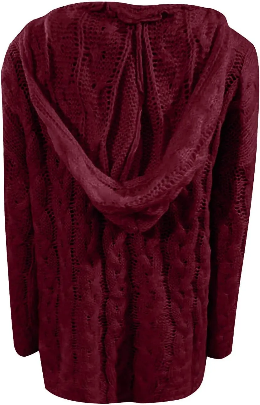 Women Hooded Sweater Cable Knit Pullover Sweaters Casual Plus Size Jumper Tops 2022 Chunky Warm Fall Outfits Y2k Modern